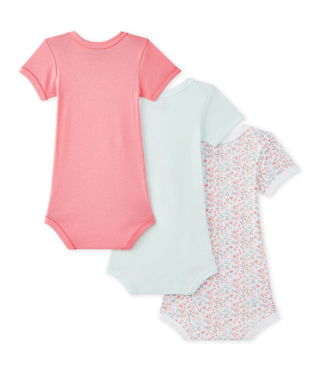 Kurz&auml;rmelige Baby-M&auml;dchen-Bodys im 3er-Set weiss