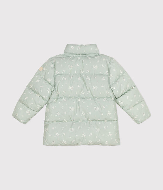 Kinder-Winterjacke mit einrollbarer Kapuze für Mädchen grün HERBIER/weiss MULTICO