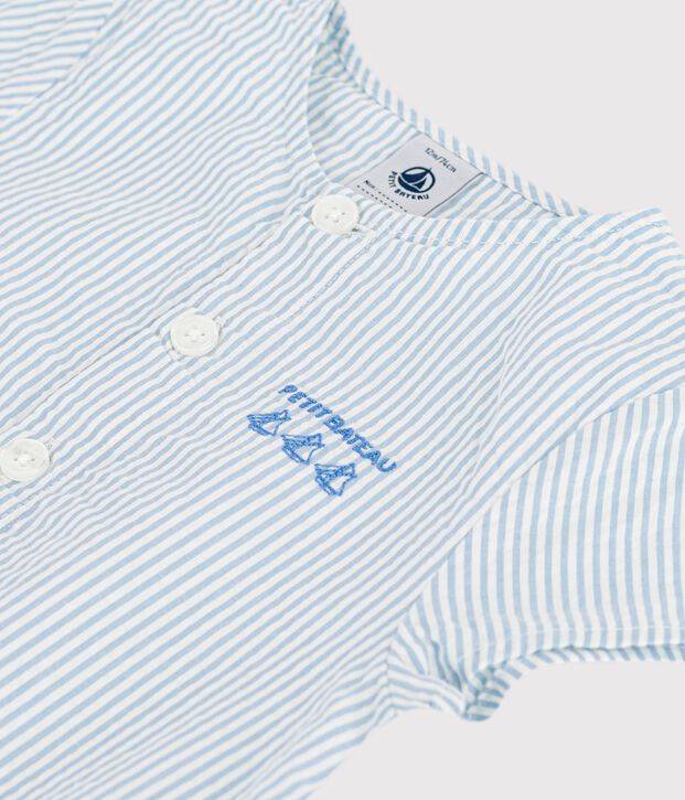 Kurz&auml;rmeliger Baby-Overall mit Steifen blau/blau