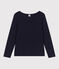 Langärmeliges Damen-T-Shirt "Le Droit" mit weitem Ausschnitt aus geflammten Jersey blau SMOKING