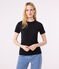 Damen-T-Shirt L’ICONIQUE aus Baumwolle mit Mäusezähnchen schwarz BLACK