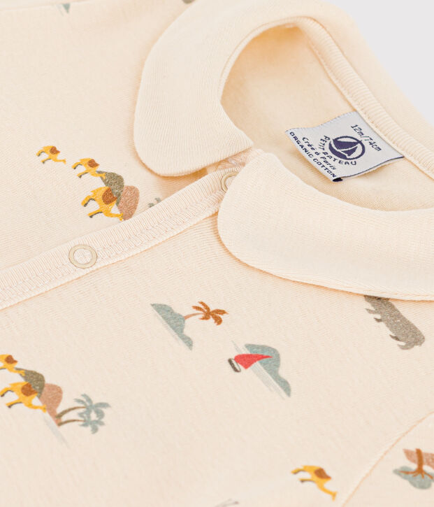 Baby-Kurzoverall aus Baumwolle mit Palmenmotiv naturfarben/vielfarbig