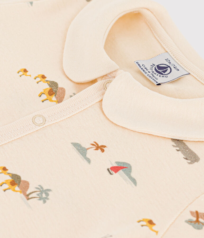 Baby-Kurzoverall aus Baumwolle mit Palmenmotiv naturfarben/vielfarbig