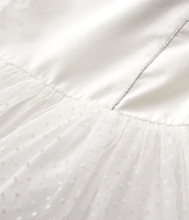 Kinder-Festtagskleid aus Satin und T&uuml;ll f&uuml;r M&auml;dchen weiss