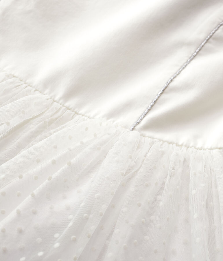 Kinder-Festtagskleid aus Satin und T&uuml;ll f&uuml;r M&auml;dchen weiss