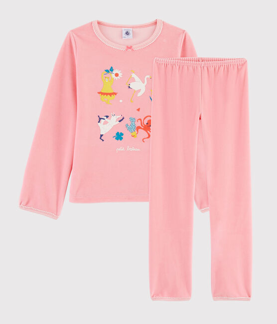 Yoga-Kinderpyjama mit Tiermuster für Mädchen rosa GRETEL
