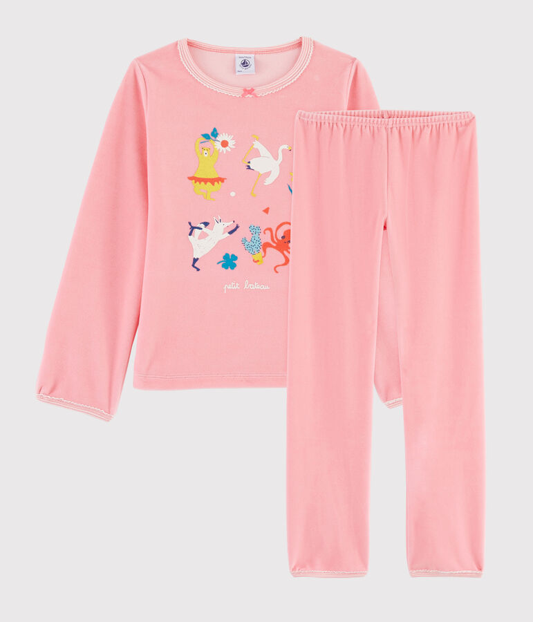 Yoga-Kinderpyjama mit Tiermuster f&uuml;r M&auml;dchen rosa