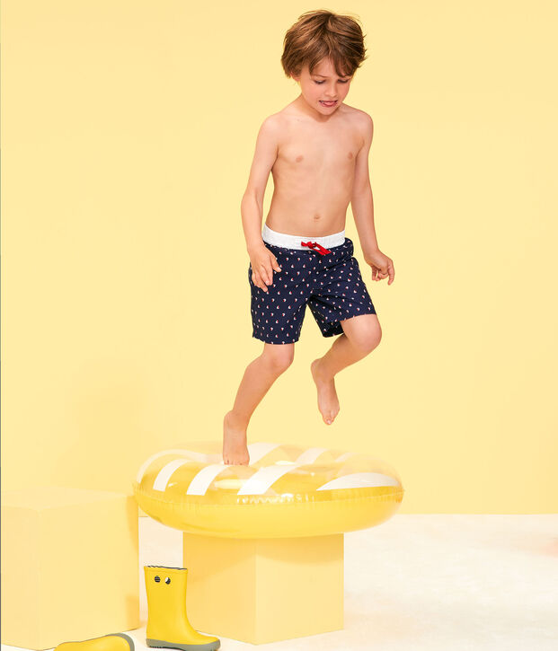 Bedruckte Strandshorts Kinder Jungen blau/vielfarbig
