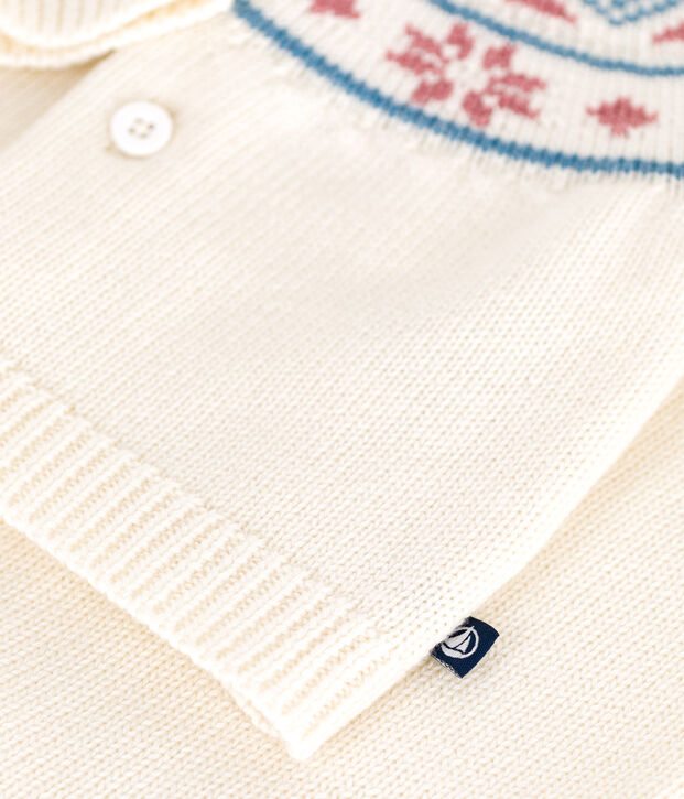 2-teiliges Baby-Set Cardigan aus Jacquardstrick weiss/rosa