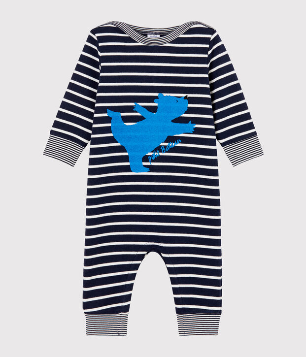 Baby-Langoverall f&uuml;r Jungen mit Streifen blau/weiss