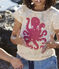 Kurzärmeliges beflocktes Kinder-T-Shirt für Mädchen naturfarben AVALANCHE