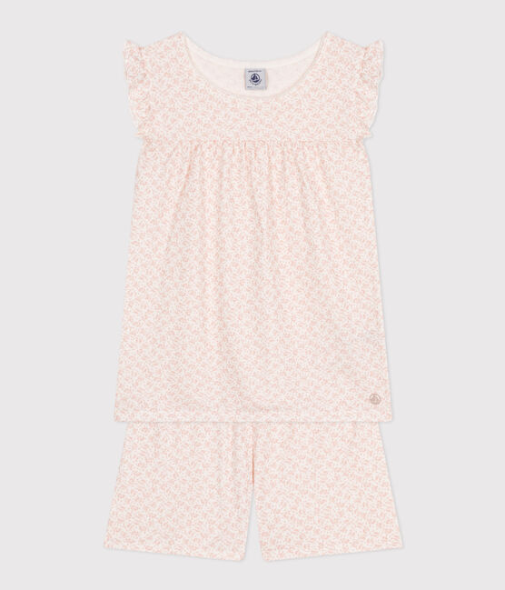 Kurzer Kinderpyjama aus Baumwolle mit Blumenmuster MARSHMALLOW/ PANTY