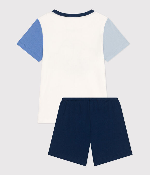Kurzer, unifarbener Kinderpyjama aus Baumwolle blau/vielfarbig
