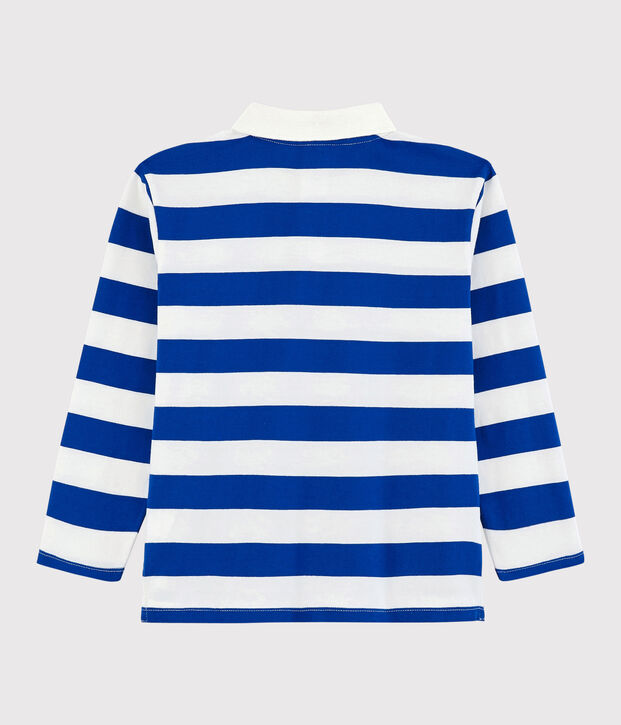 Lang&auml;rmeliges Kinder-Poloshirt aus Jersey f&uuml;r Jungen blau/weiss
