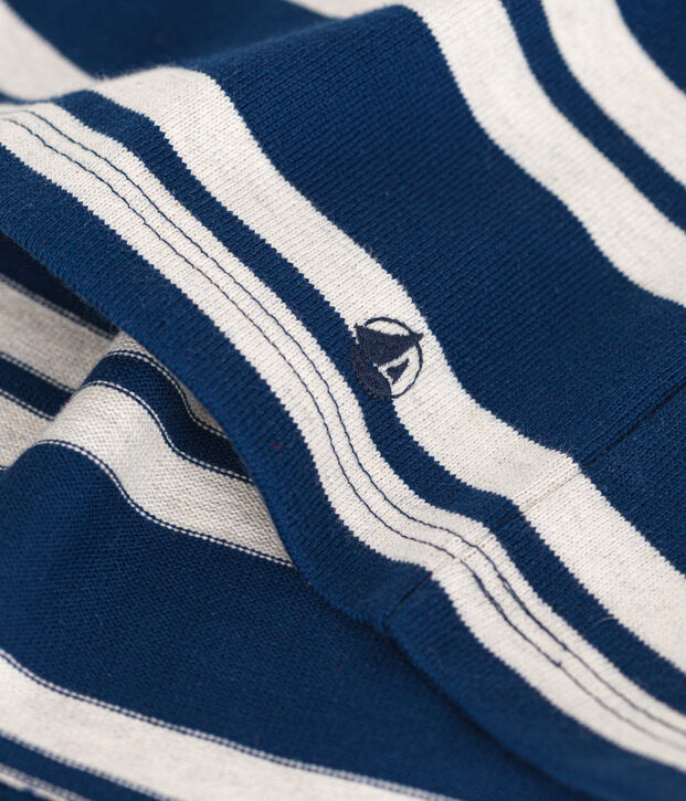 Lang&auml;rmeliges Kinder-Kleid aus festem Baumwollstoff f&uuml;r M&auml;dchen blau/beige