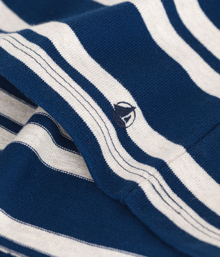 Lang&auml;rmeliges Kinder-Kleid aus festem Baumwollstoff f&uuml;r M&auml;dchen blau/beige