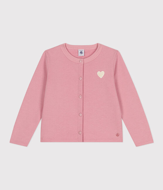 Kinder-Cardigan aus einfarbigem Molton rosa CHARME