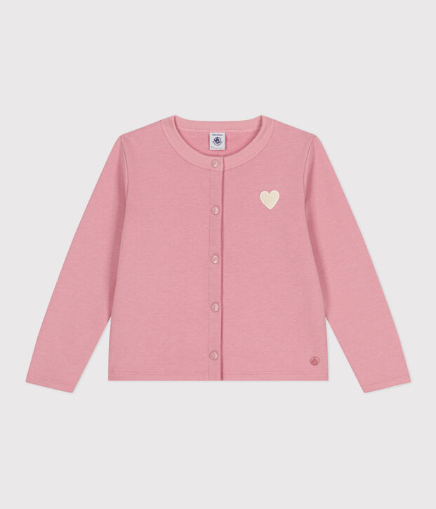 Kinder-Cardigan aus einfarbigem Molton rosa