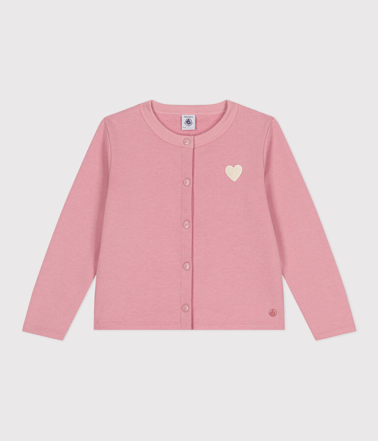 Kinder-Cardigan aus einfarbigem Molton rosa CHARME