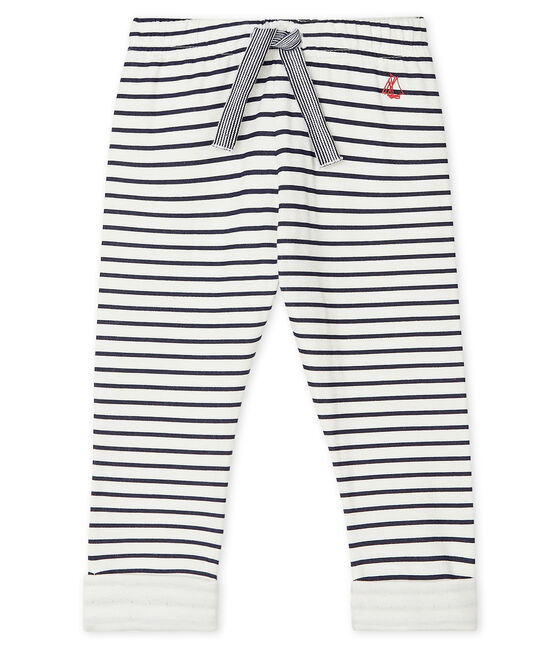 Baby-Hose aus bedrucktem Doppeljersey weiss MARSHMALLOW/blau SMOKING