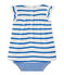 Baby-Mädchen-Bodykleid mit originellem Streifenmuster weiss MARSHMALLOW/blau PERSE