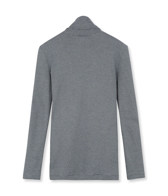 Gestreifter Unterziehpullover für Damen blau ABYSSE/weiss LAIT