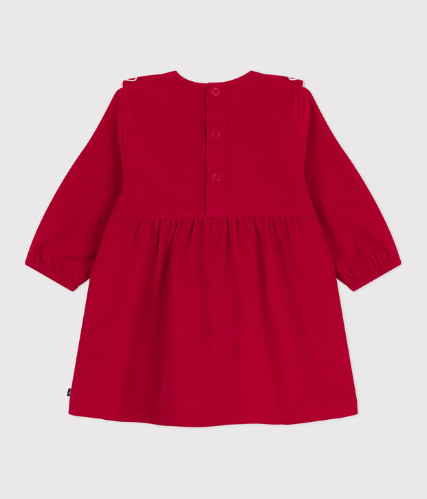 Lang&auml;rmeliges Baby-Kleid aus einfarbigem Fein-Cord rot