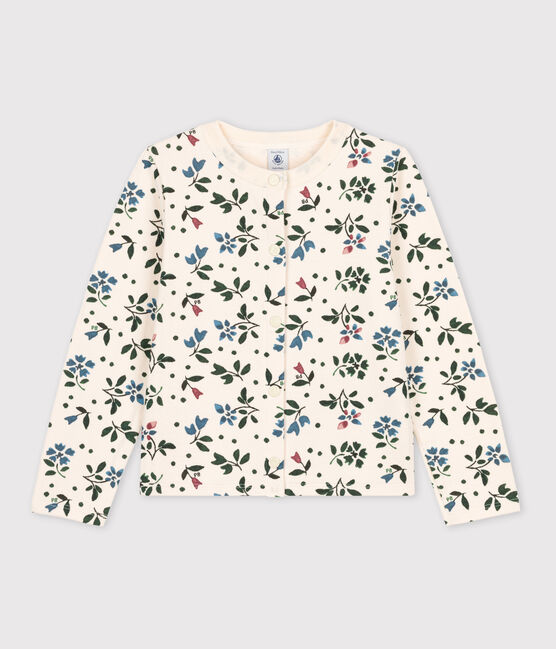 Gemusterter Kinder-Cardigan aus Doppeljersey für Mädchen weiss AVALANCHE/ MULTICO