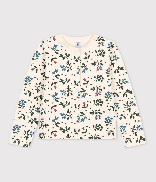 Gemusterter Kinder-Cardigan aus Doppeljersey f&uuml;r M&auml;dchen naturfarben/vielfarbig