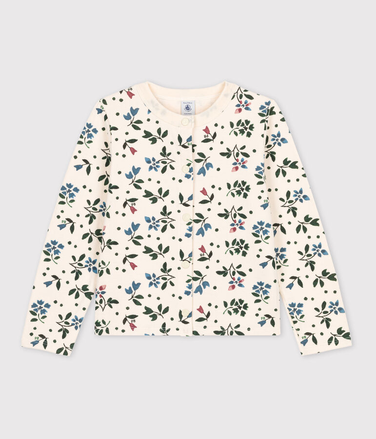 Gemusterter Kinder-Cardigan aus Doppeljersey f&uuml;r M&auml;dchen naturfarben/vielfarbig