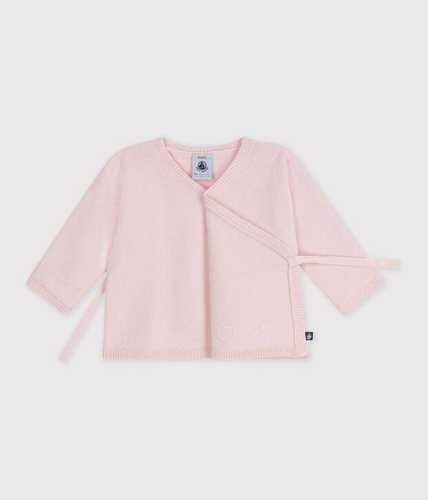 Baby-Wickeljacke aus Woll- und Baumwollstrick mit Lochstickerei BARELY