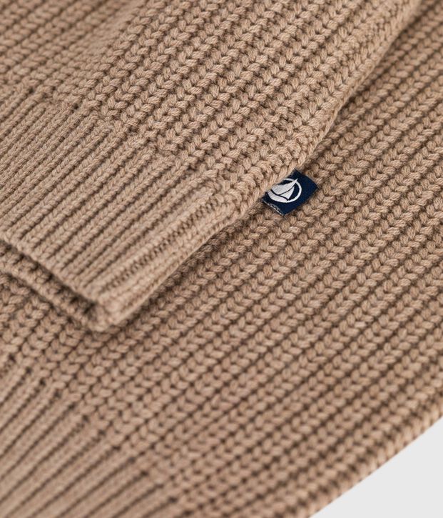 Damen-Cardigan aus einfarbiger Wolle und Baumwolle braun