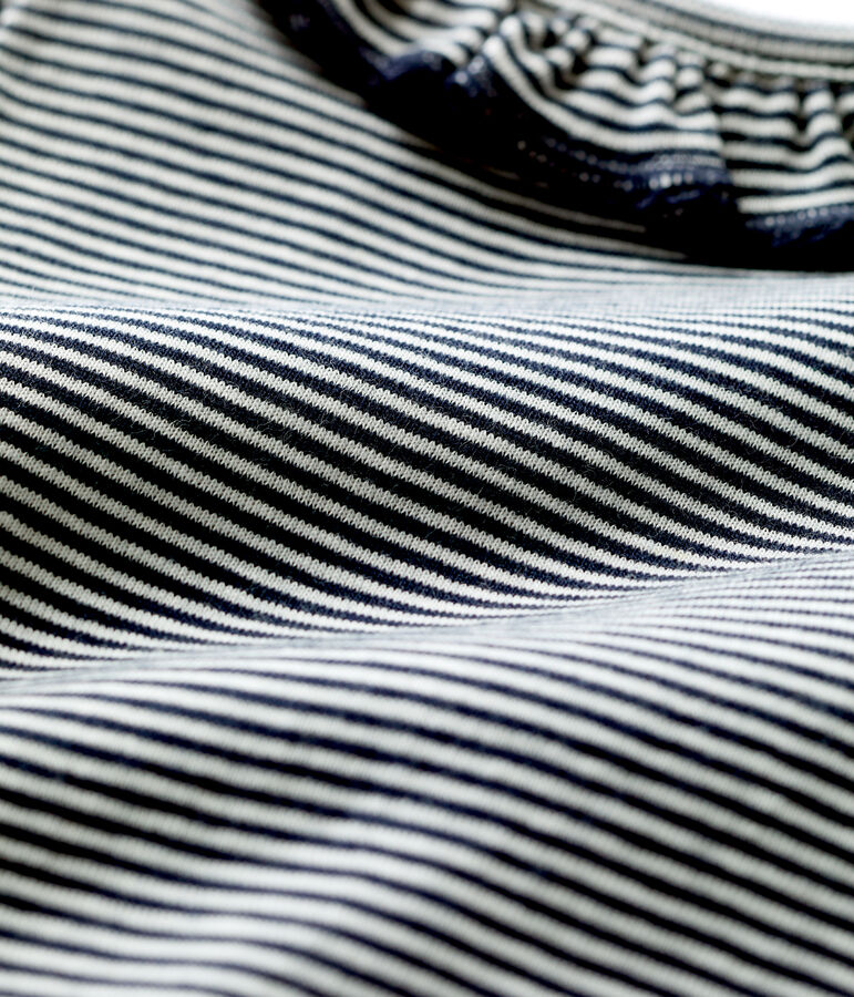 Baby-Body aus Bio-Baumwolle mit Ringelstreifen und R&uuml;schenkragen blau/weiss