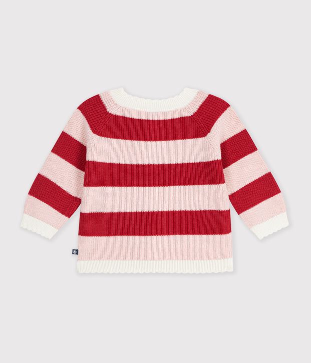 Baby-Cardigan aus Baumwolle mit Streifen rosa/rosa
