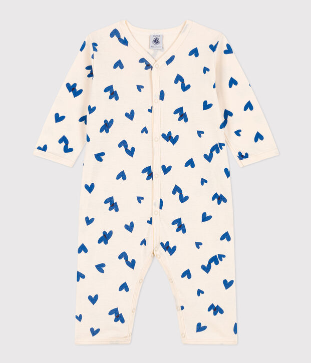 Strampler aus Baumwolle ohne F&uuml;&szlig;e mit Printmotiv naturfarben/blau
