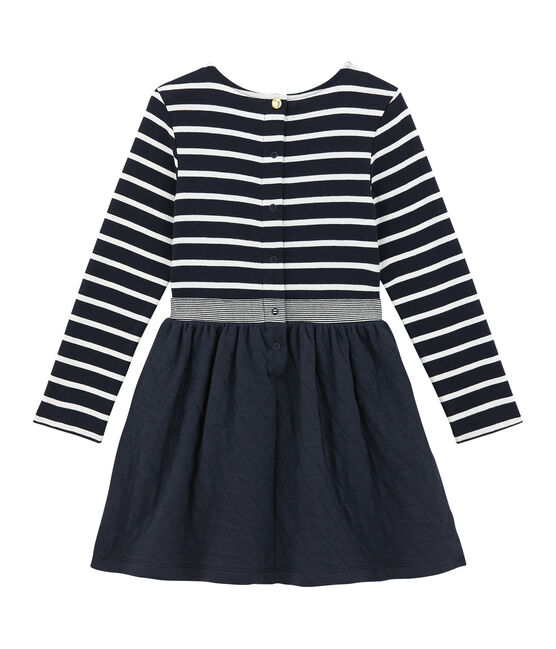 Gestreiftes Mädchen Kleid im Materialmix blau SMOKING/weiss MARSHMALLOW