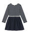 Gestreiftes Mädchen Kleid im Materialmix blau SMOKING/weiss MARSHMALLOW