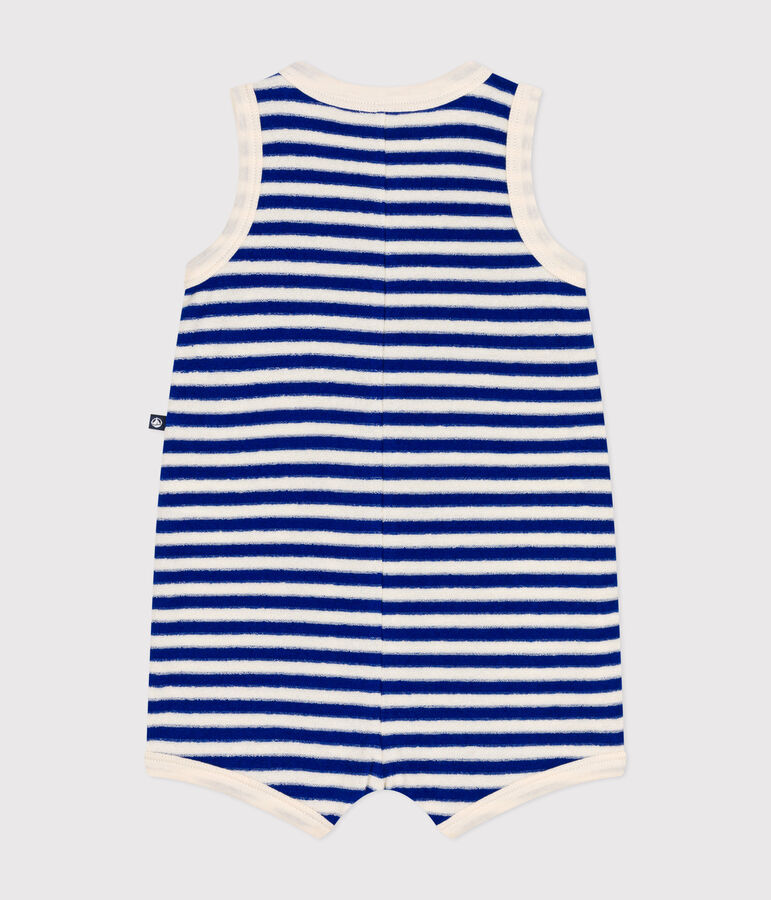 Baby-Kurzoverall aus Frottee blau/naturfarben