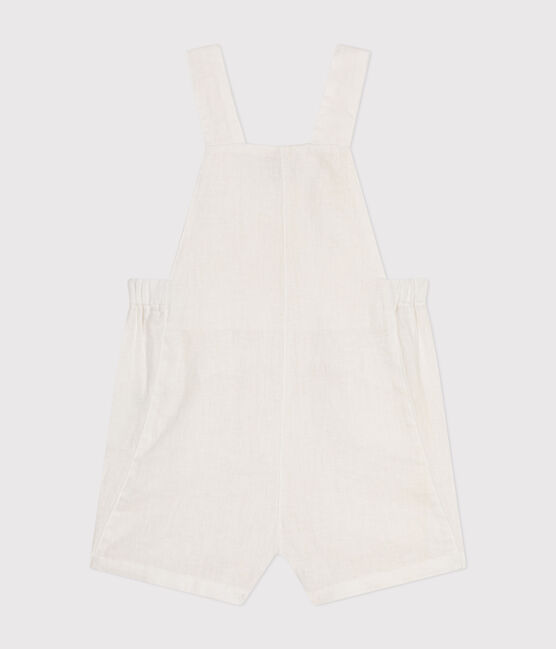 Kurze Baby-Latzhose aus Leinen weiss ECUME