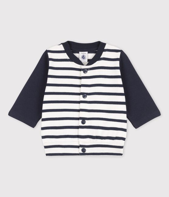 Baby-College-Jacke aus Jersey weiss MARSHMALLOW/blau SMOKING