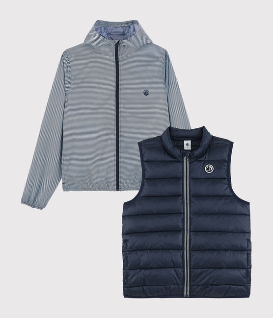 Windjacke für Damen, 3 in 1, recycelt blau SMOKING/weiss MARSHMALLOW