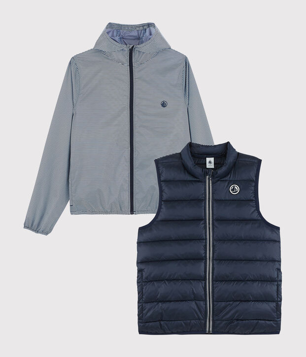 Windjacke f&uuml;r Damen, 3 in 1, recycelt blau/weiss