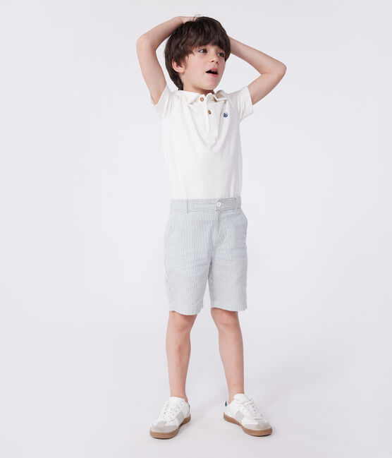 Kurzärmeliges Kinder-Poloshirt aus einfarbiger Baumwolle  weiss MARSHMALLOW