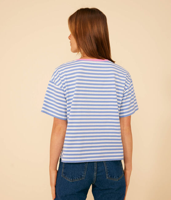 Damen-T-Shirt Le Boxy aus gestreifter Baumwolle GAULOISE/ MARSHMALLOW