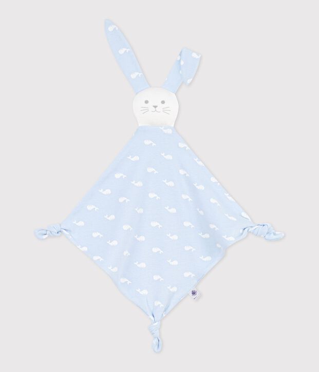 Baby-Kuscheltier aus Baumwolle mit Walmotiv blau/weiss
