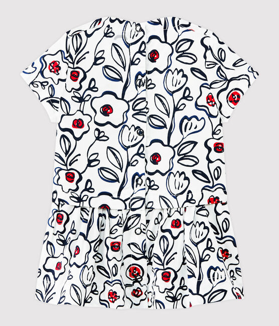 Bedrucktes Baby-Mädchen-Kleid weiss MARSHMALLOW/weiss MULTICO