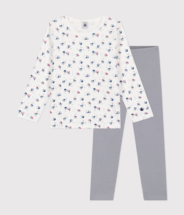 Pyjama aus Nicki f&uuml;r Kinder grau/vielfarbig