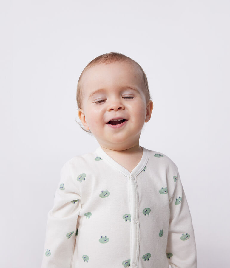 Strampler aus Baumwolle mit Fr&ouml;schen weiss MARSHMALLOW/weiss MULTICO