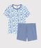 Kinder-Kurzpyjama aus Baumwolle mit Katzenmotiv für Jungen weiss MARSHMALLOW/weiss MULTICO