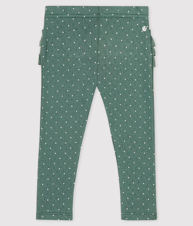 Bedruckte Baby-Leggings aus Baumwolle f&uuml;r M&auml;dchen gr&uuml;n/weiss